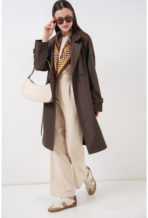 Kadın Kruvaze Yaka Trençkot 5987