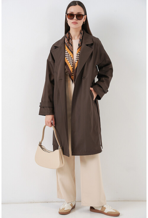 Kadın Kruvaze Yaka Trençkot 5987