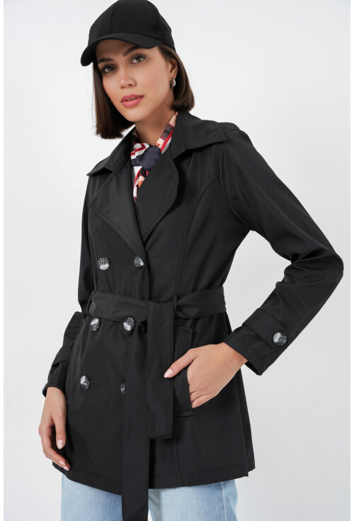 Kadın Kuşaklı Kısa Trençkot 5982