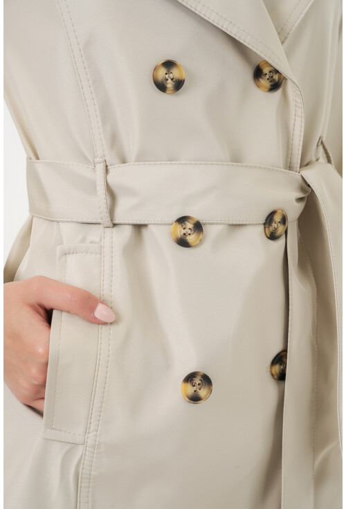 Kadın Kuşaklı Kısa Trençkot 5982