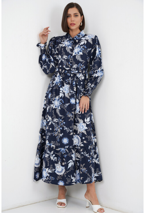 Kadın Kuşaklı Tesettür Elbise 2589