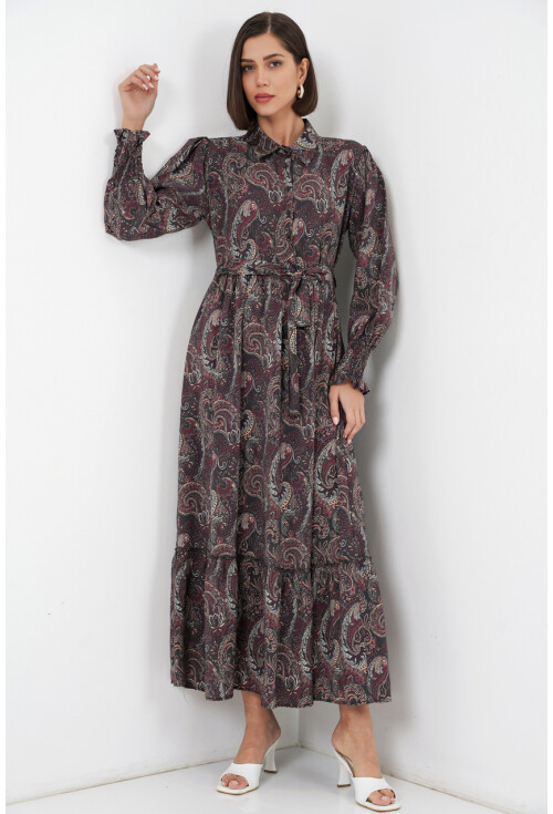 Kadın Kuşaklı Tesettür Elbise 2589