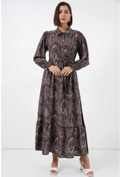 Kadın Kuşaklı Tesettür Elbise 2589