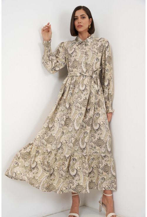 Kadın Kuşaklı Tesettür Elbise 2589