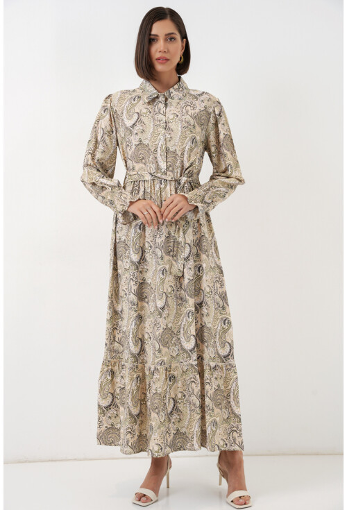 Kadın Kuşaklı Tesettür Elbise 2589