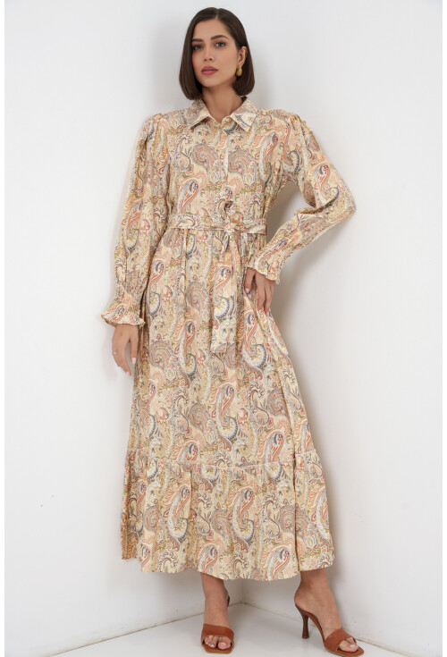 Kadın Kuşaklı Tesettür Elbise 2589