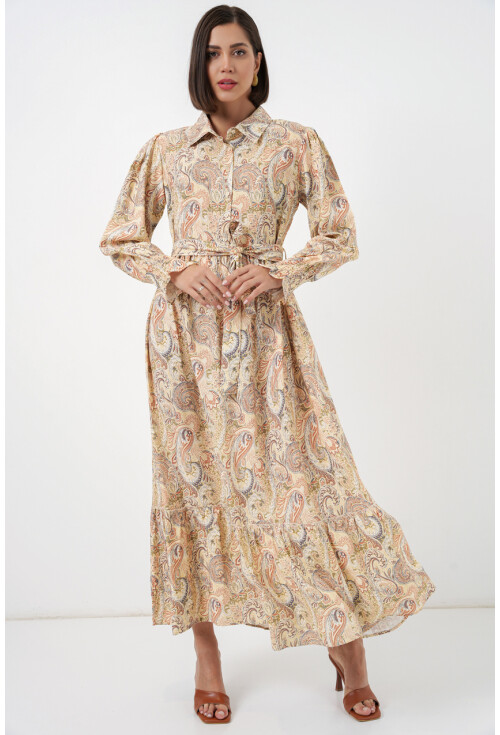 Kadın Kuşaklı Tesettür Elbise 2589