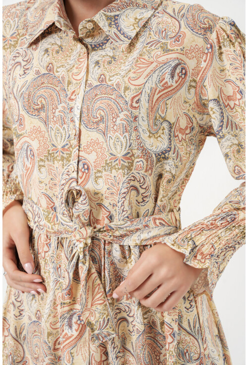 Kadın Kuşaklı Tesettür Elbise 2589