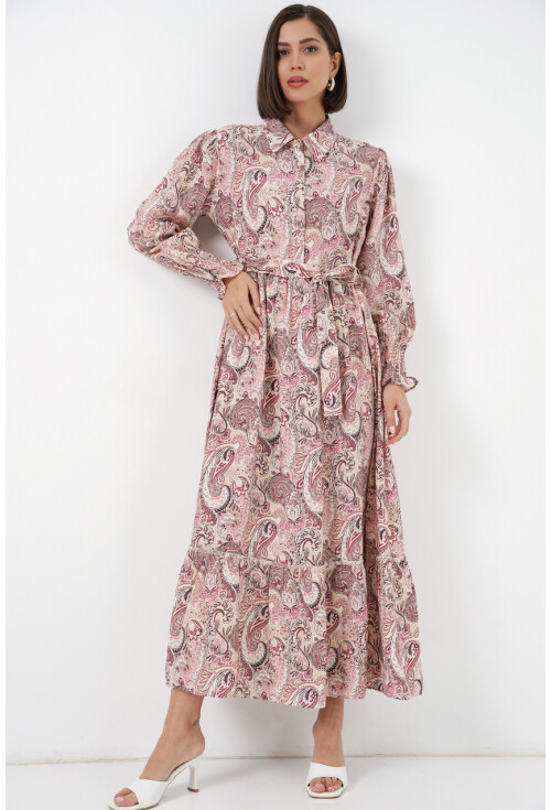 Kadın Kuşaklı Tesettür Elbise 2589