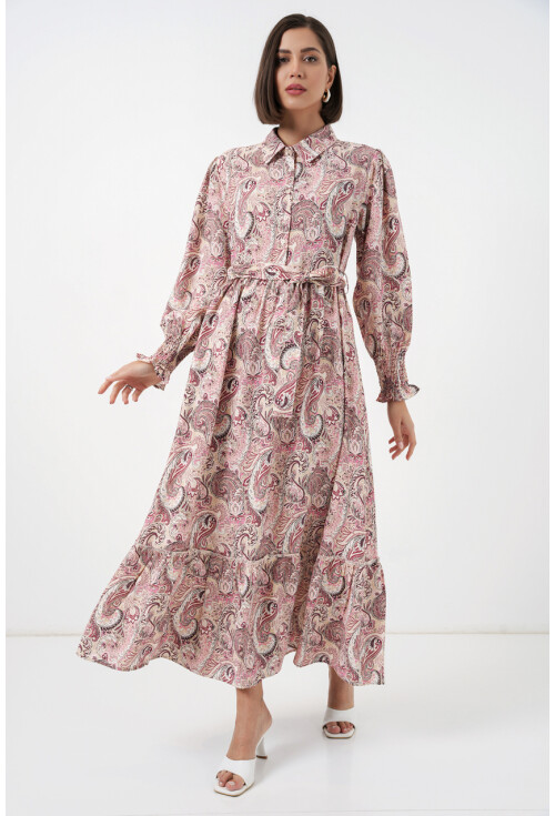 Kadın Kuşaklı Tesettür Elbise 2589