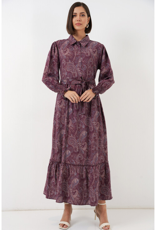 Kadın Kuşaklı Tesettür Elbise 2589