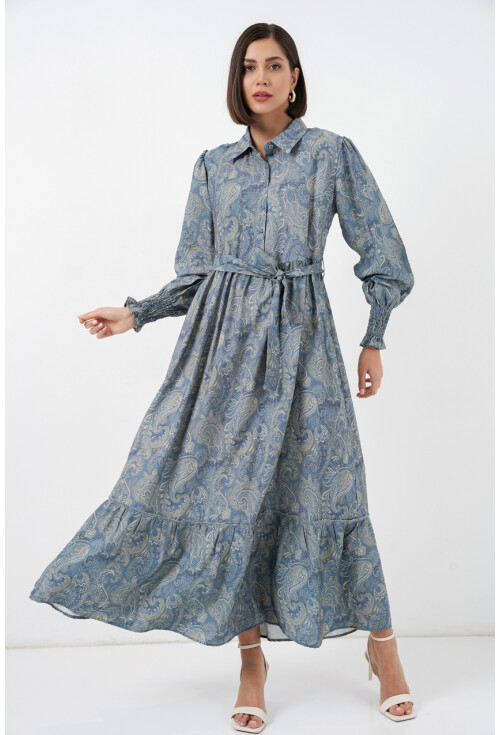 Kadın Kuşaklı Tesettür Elbise 2589