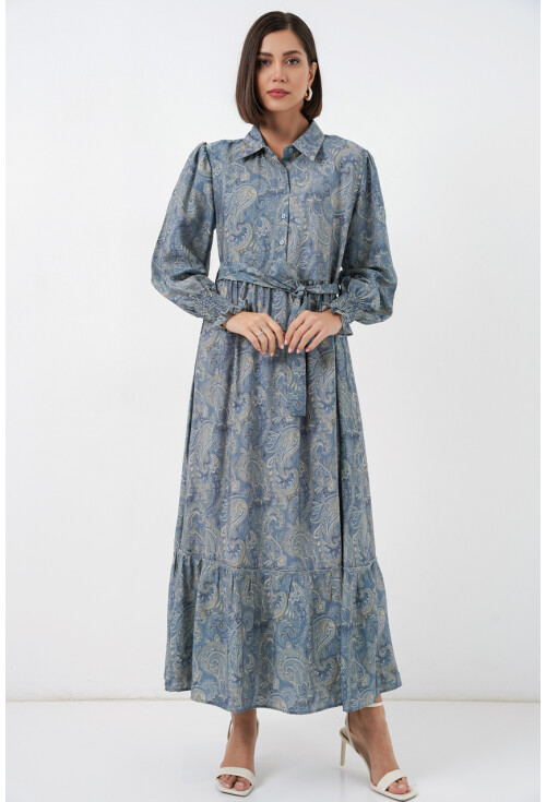 Kadın Kuşaklı Tesettür Elbise 2589