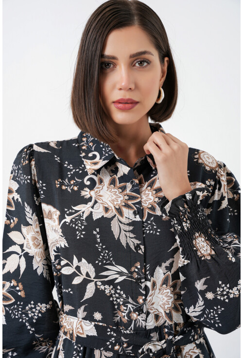 Kadın Kuşaklı Tesettür Elbise 2589