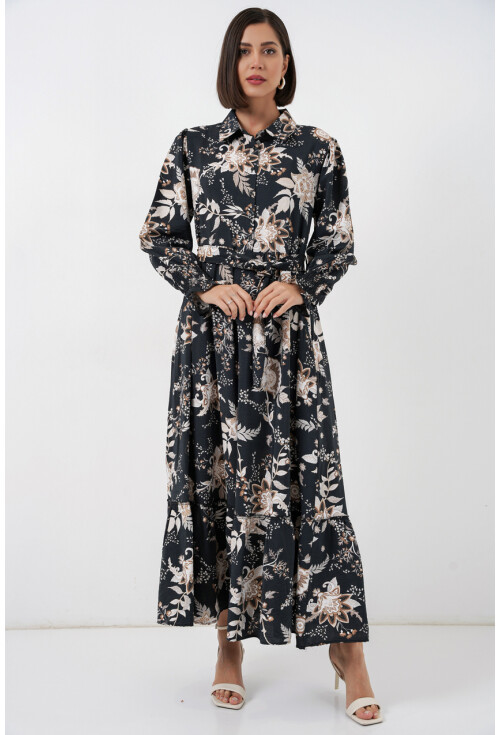 Kadın Kuşaklı Tesettür Elbise 2589