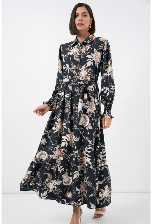 Kadın Kuşaklı Tesettür Elbise 2589