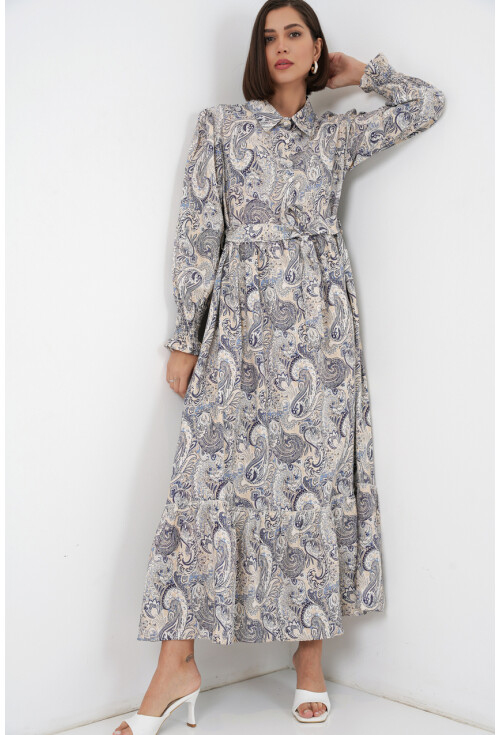 Kadın Kuşaklı Tesettür Elbise 2589