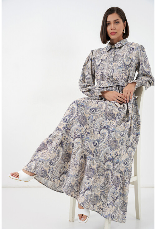 Kadın Kuşaklı Tesettür Elbise 2589