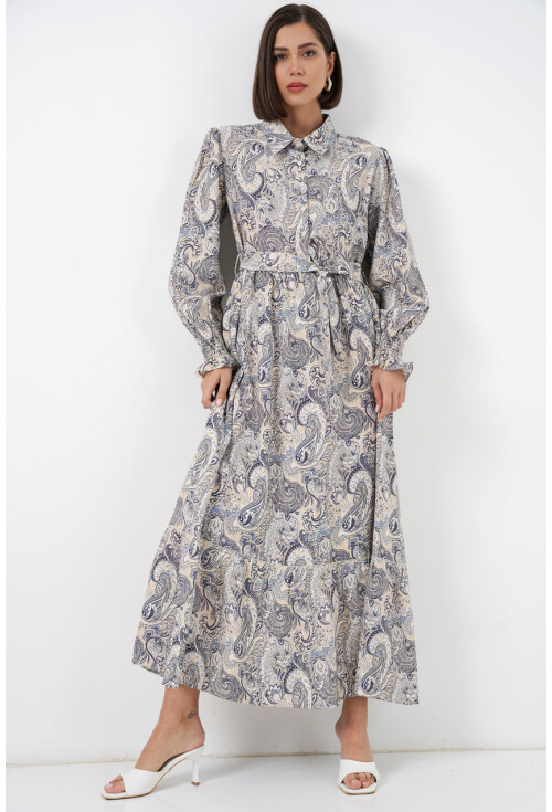 Kadın Kuşaklı Tesettür Elbise 2589