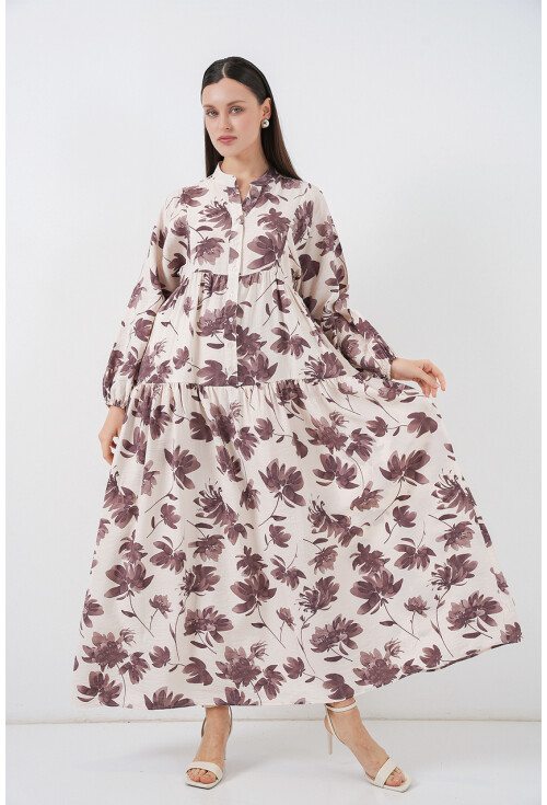 Kadın Lilyum Kumaş Uzun Tesettür Elbise 2593