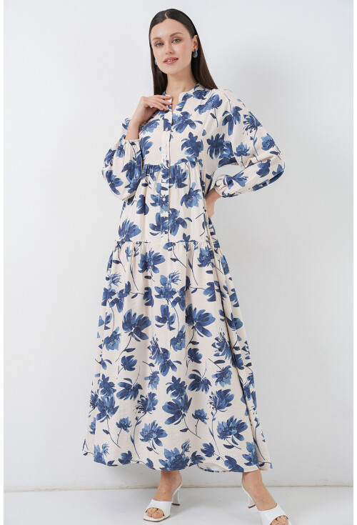 Kadın Lilyum Kumaş Uzun Tesettür Elbise 2593