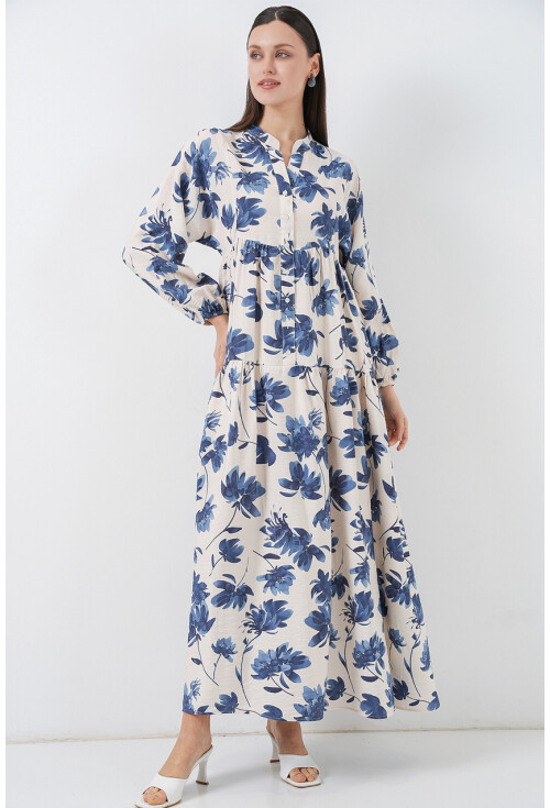 Kadın Lilyum Kumaş Uzun Tesettür Elbise 2593