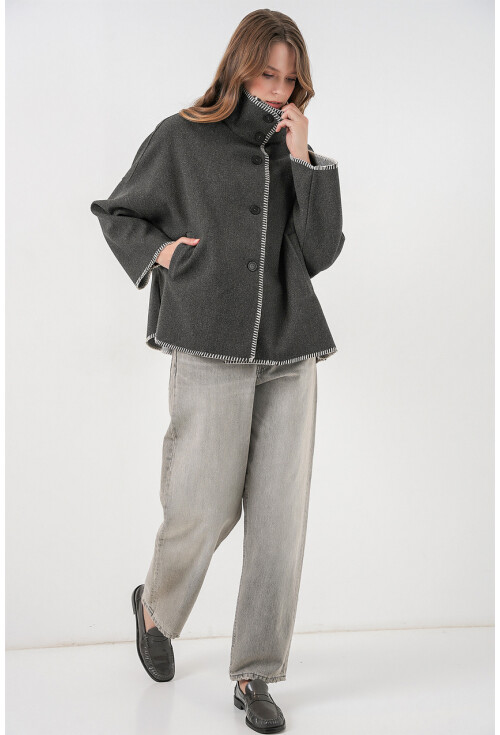 Kadın Nakışlı Kaşe Ceket 9167