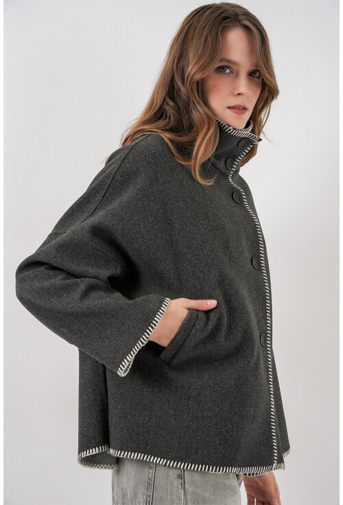 Kadın Nakışlı Kaşe Ceket 9167