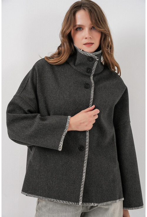 Kadın Nakışlı Kaşe Ceket 9167