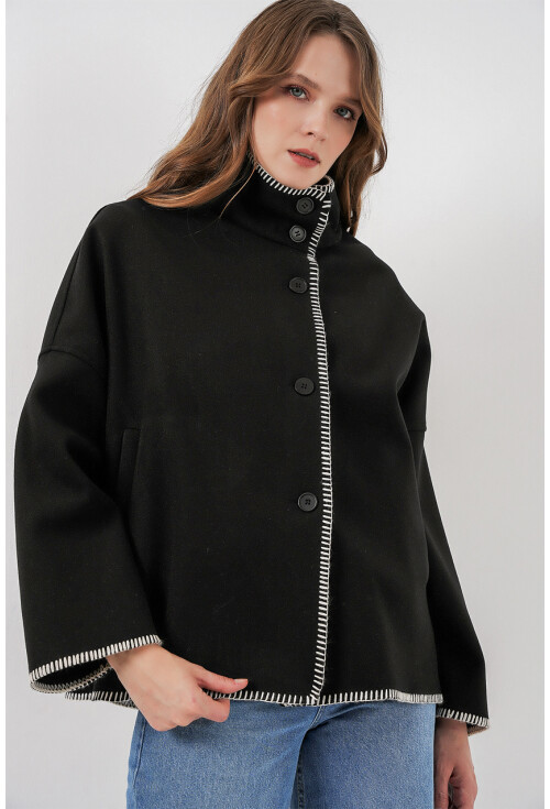 Kadın Nakışlı Kaşe Ceket 9167