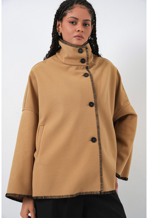 Kadın Nakışlı Kaşe Ceket 9167