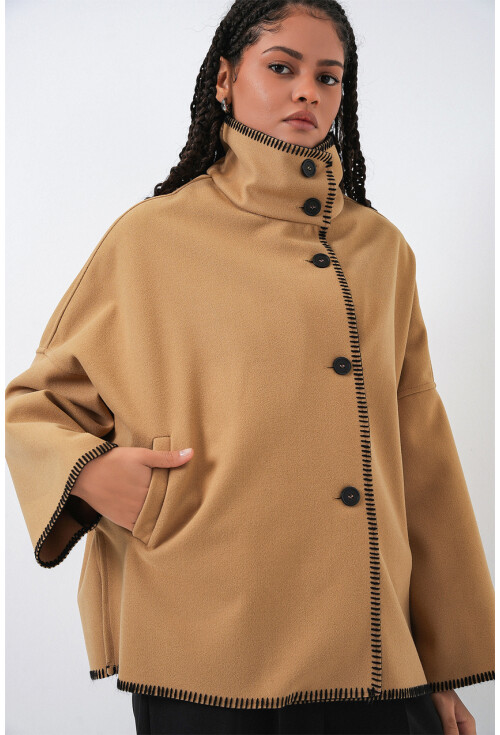 Kadın Nakışlı Kaşe Ceket 9167