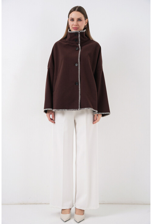 Kadın Nakışlı Kaşe Ceket 9167