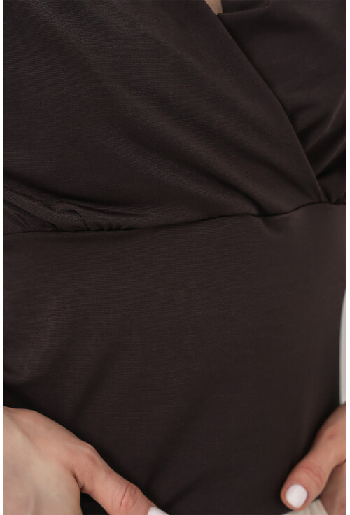 Kadın Omuz Vatkalı Kruvaze Yaka Bluz 942