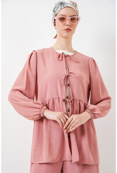 Kadın Önü Bağcıklı Tunik Pantolon İkili Takım 6744