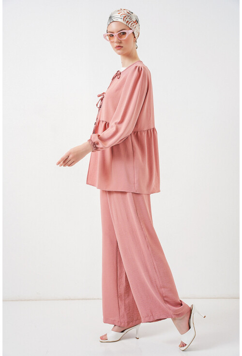 Kadın Önü Bağcıklı Tunik Pantolon İkili Takım 6744