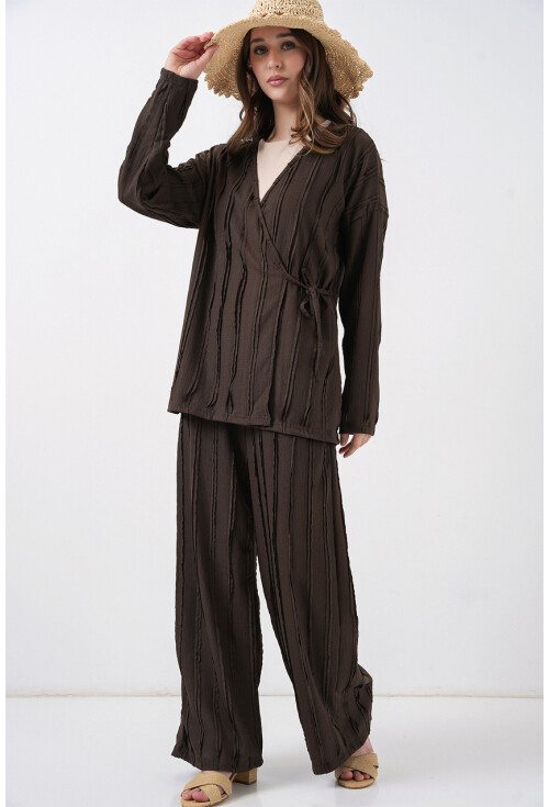 Kadın Örme Kimono Pantolon İkili Takım 30067