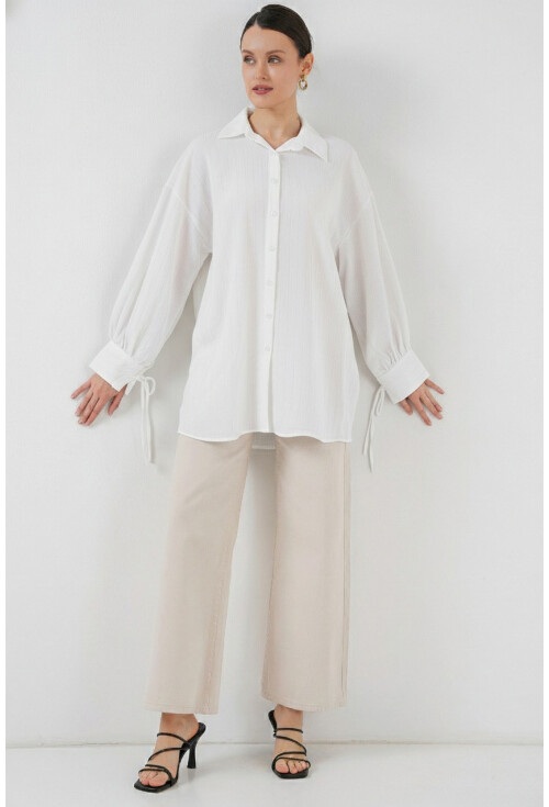 Kadın Oversize Bağcıklı Gömlek 5954