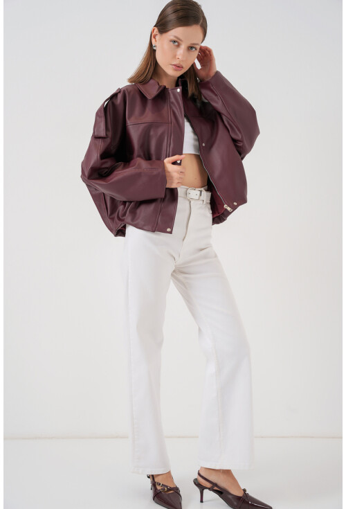Kadın Oversize Deri Ceket 1055