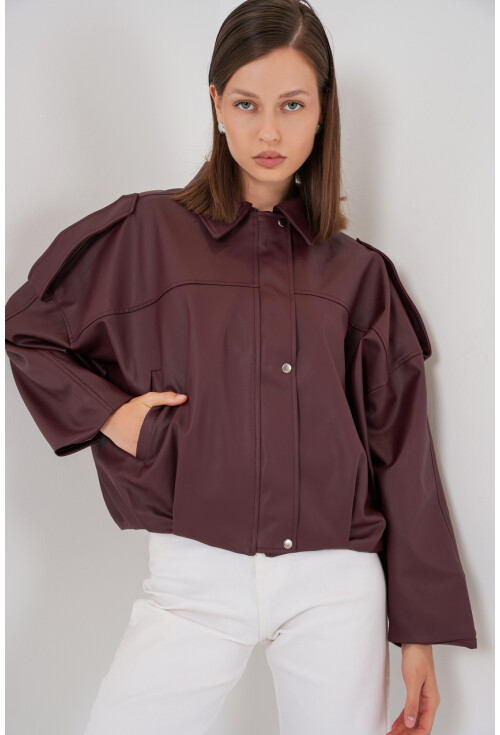 Kadın Oversize Deri Ceket 1055