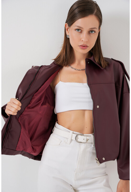Kadın Oversize Deri Ceket 1055