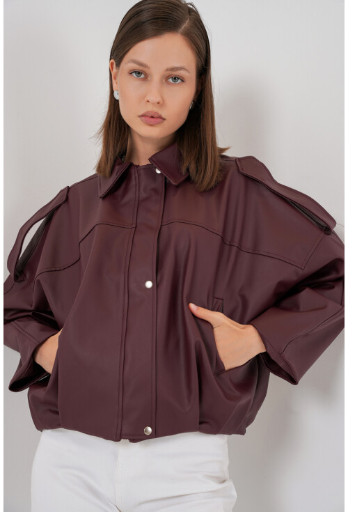 Kadın Oversize Deri Ceket 1055