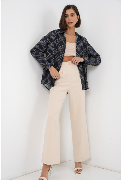 Kadın Oversize Desenli Gömlek 20372