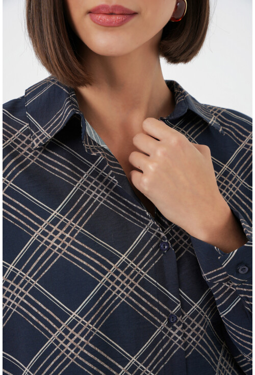 Kadın Oversize Desenli Gömlek 20372