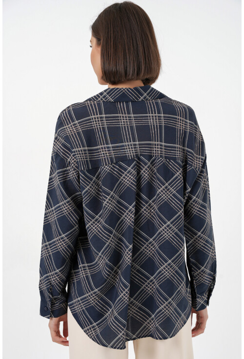 Kadın Oversize Desenli Gömlek 20372