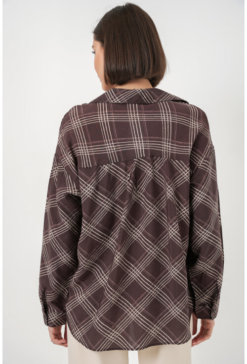 Kadın Oversize Desenli Gömlek 20372