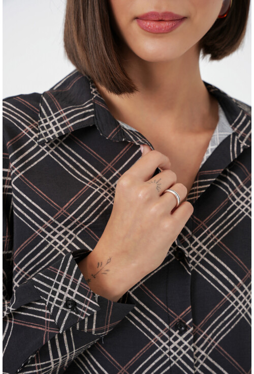 Kadın Oversize Desenli Gömlek 20372