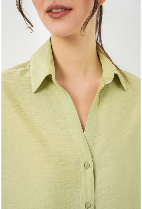 Kadın Oversize Kısa Kol Gömlek 20315