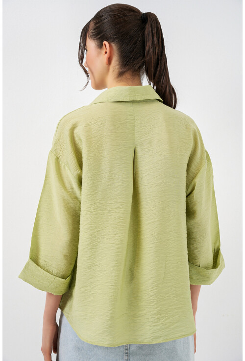 Kadın Oversize Kısa Kol Gömlek 20315