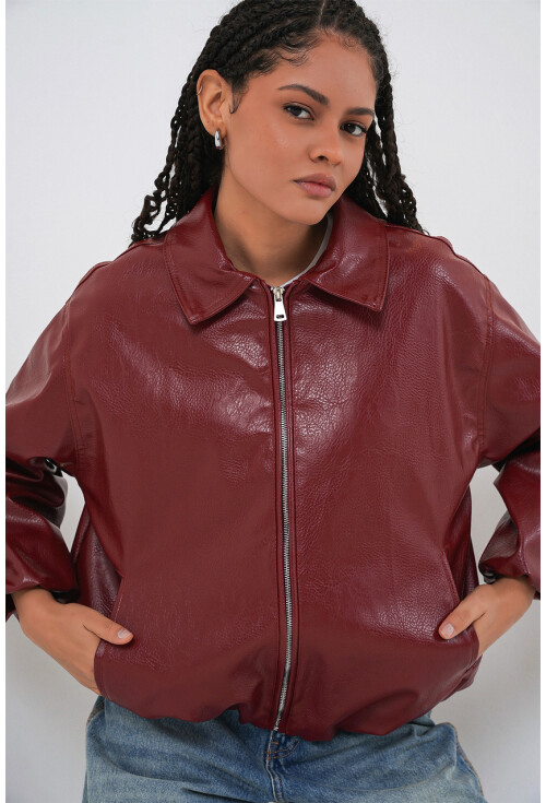 Kadın Oversize Suni Deri Ceket 1049